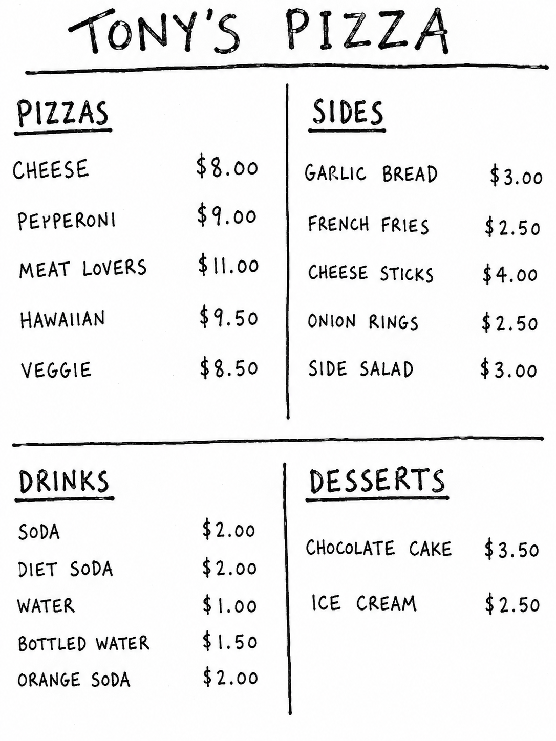 Cartoon Menu Redesign